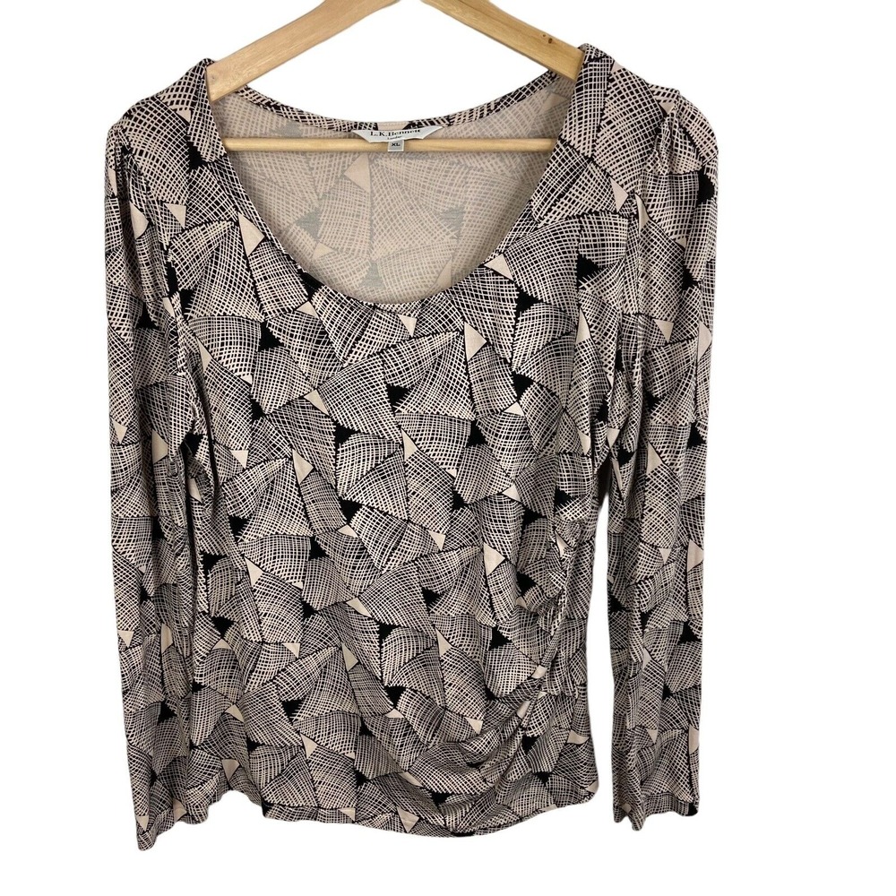 L.K. Bennett London shirt jersey knit top women sz XL‎ scoop neck casual soft